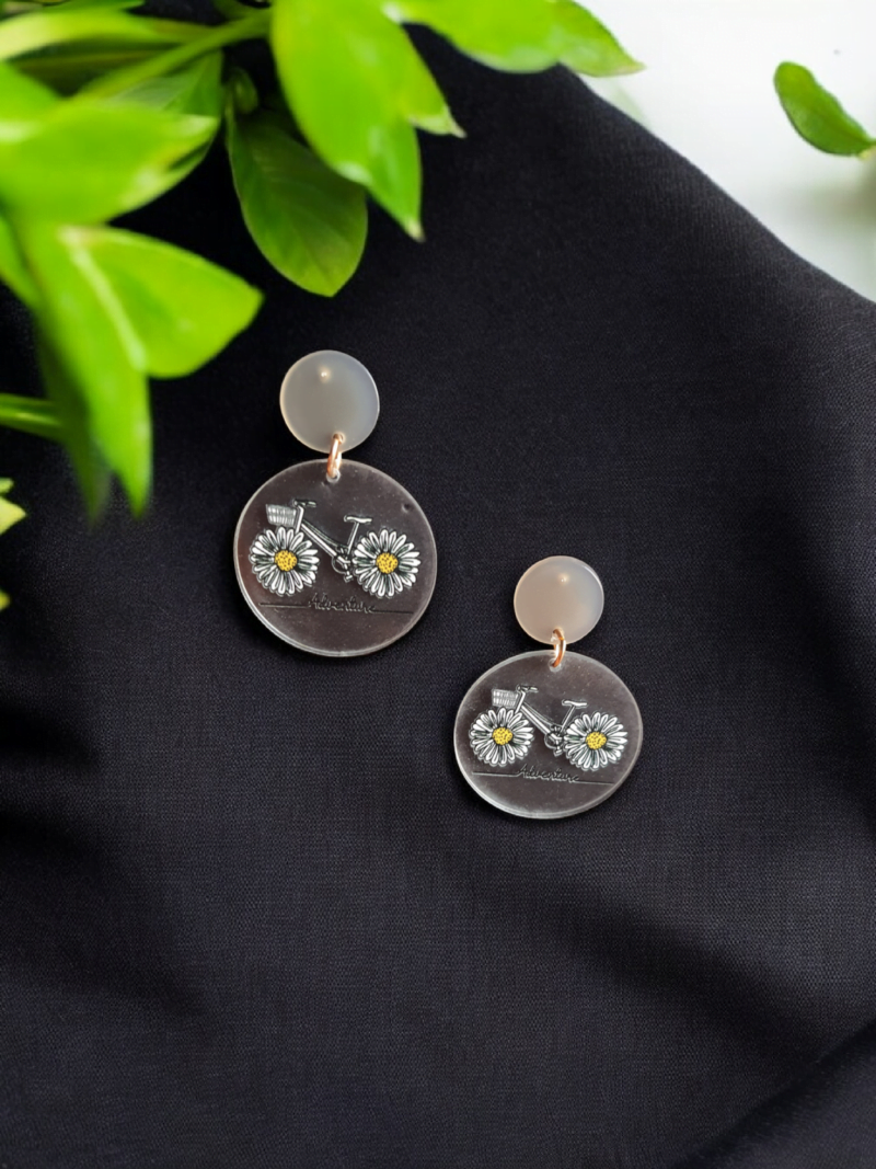 Introducing western style quirky round shapd earrings. Features beautiful artwork painted on the earrings.