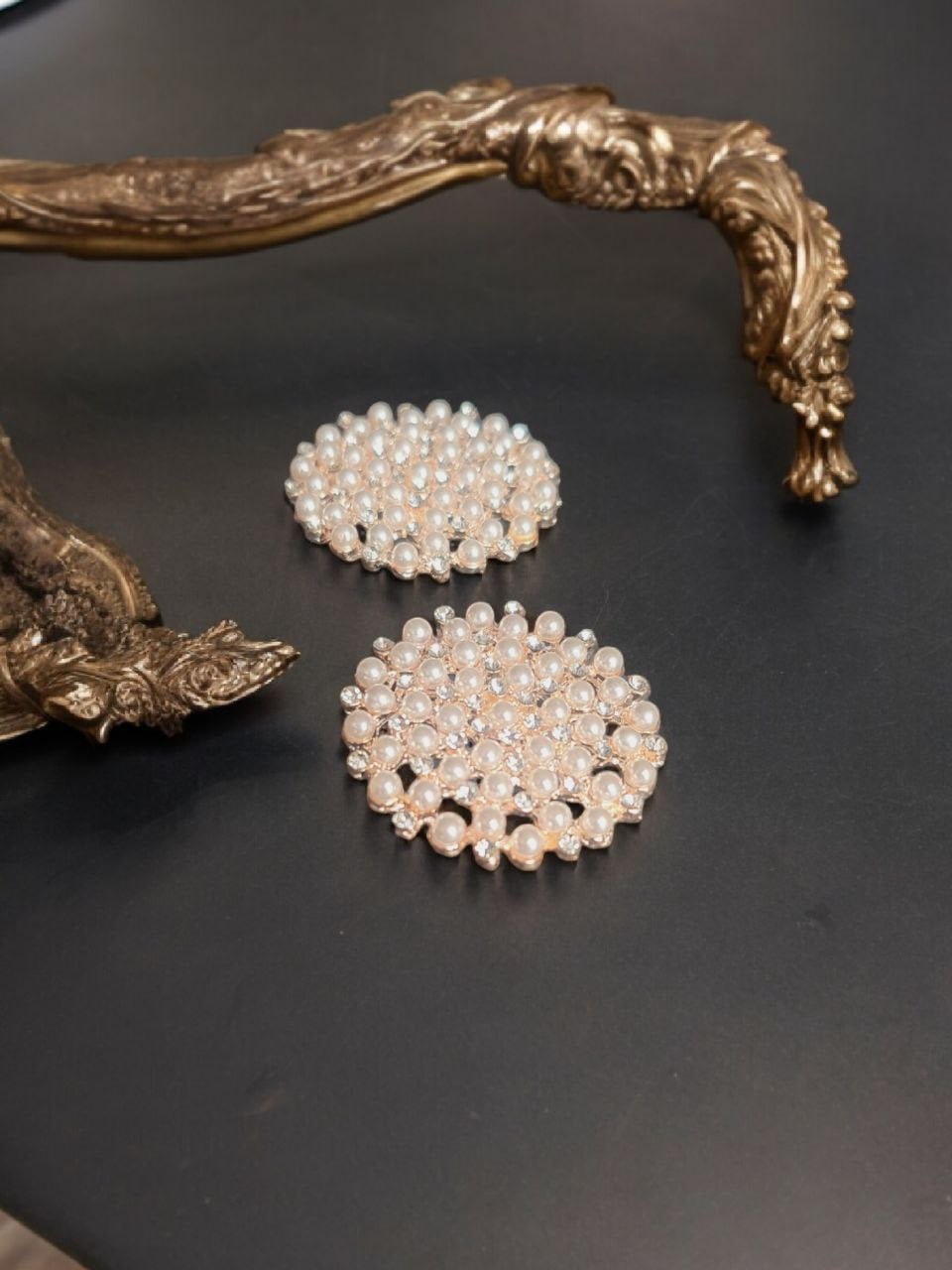 Swastik Creation Pearls And Diamond Stone Studded Oversized Studs Jaffap